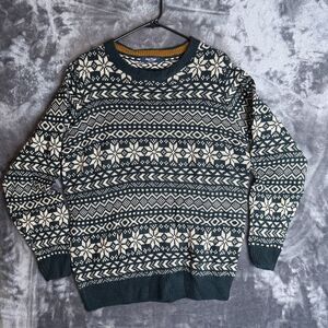 James Pringle Collection Large Geometric Long Sleeve Knit Sweater Crewneck